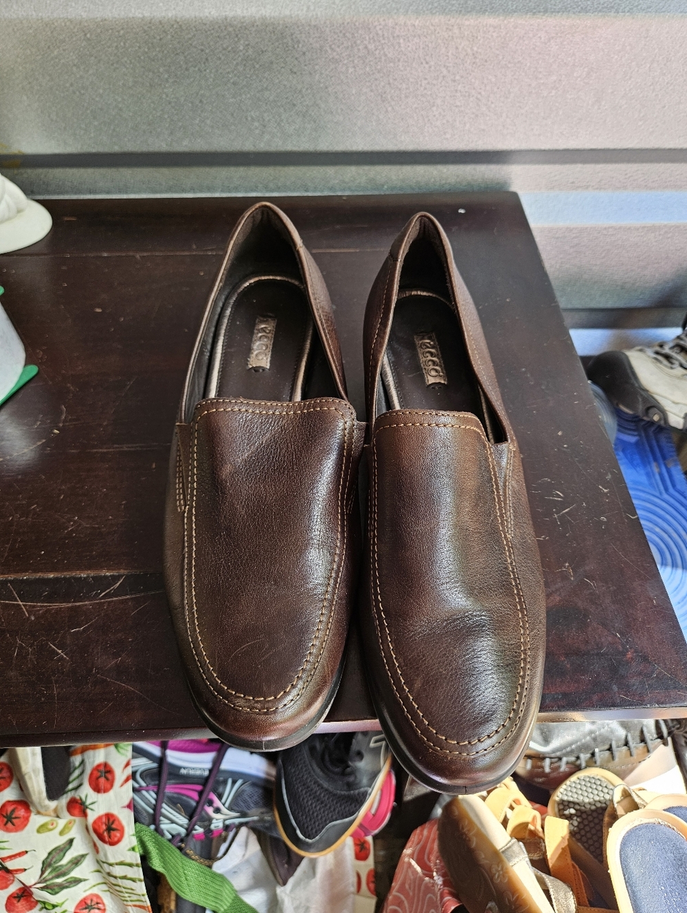 Ecco Loafers Brown Leather Women's Size 8.5 Shoes EU 39 Slip-Ons Pumps